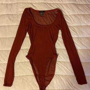 Forever21 mesh brick red body suit. Size Small.